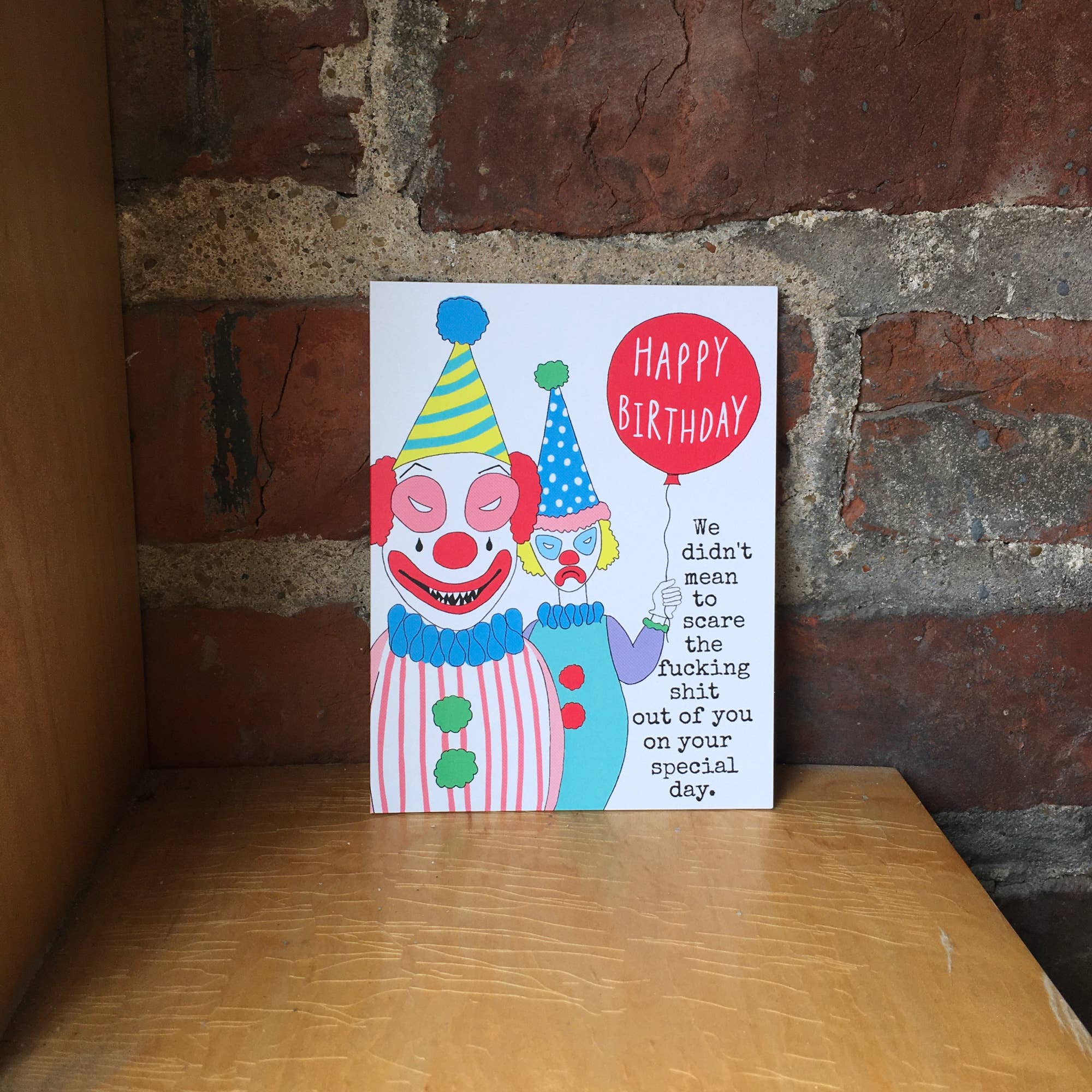 Bangs & Teeth - Wholesale Birthday Card - We Didn't Mean To Scare You Clowns Birthday card, birthday2