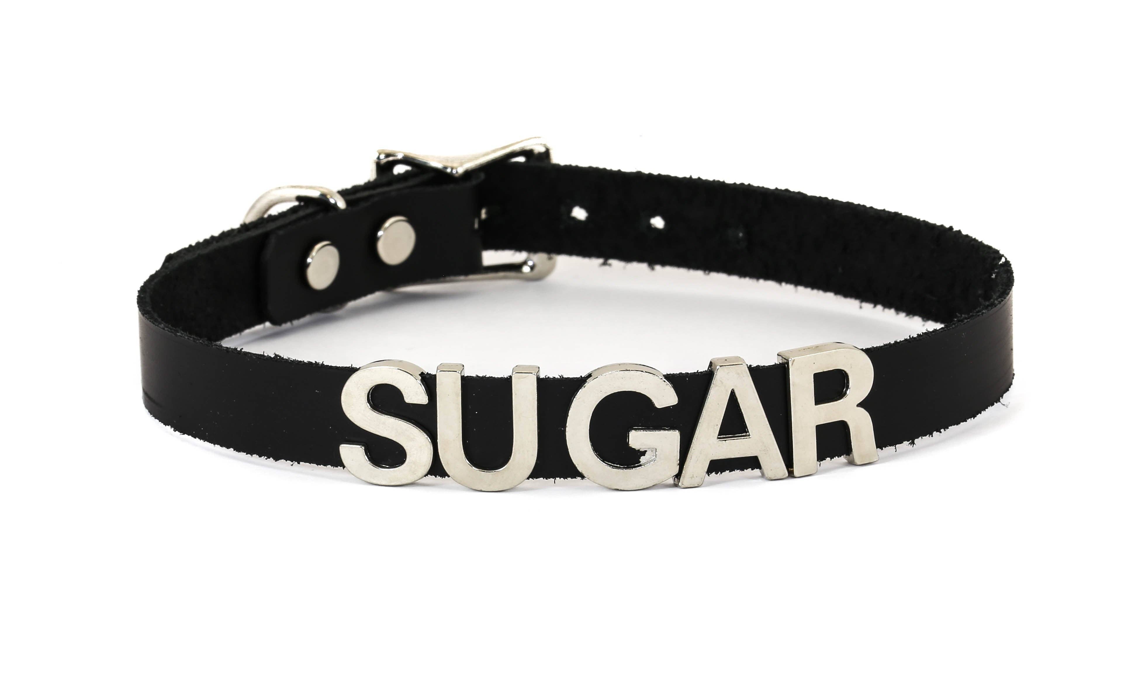 Funk Plus - Wholesale Choker/Collar - FC291 GENUINE LEATHER STAINLESS STEEL LETTER NAME FETISH  CHOKER21