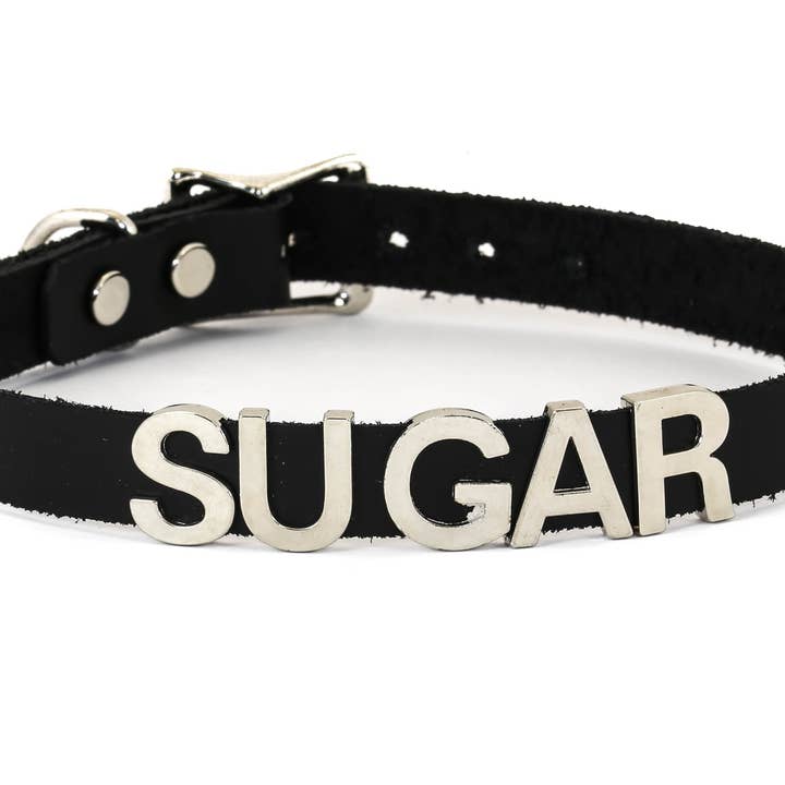 Funk Plus - Wholesale Choker/Collar - FC291 GENUINE LEATHER STAINLESS STEEL LETTER NAME FETISH CHOKER21