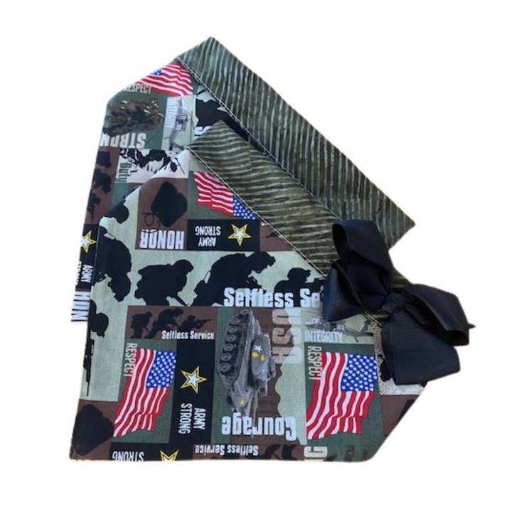 Army Pattern Dog Bandana with American Flags for wholesale by Chloe & Max LLC