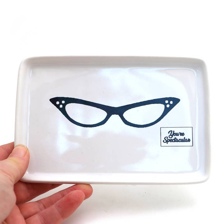 Lenny Mud - Wholesale Jewelry Dish - You're Spectacular Cat Eyeglass Tray