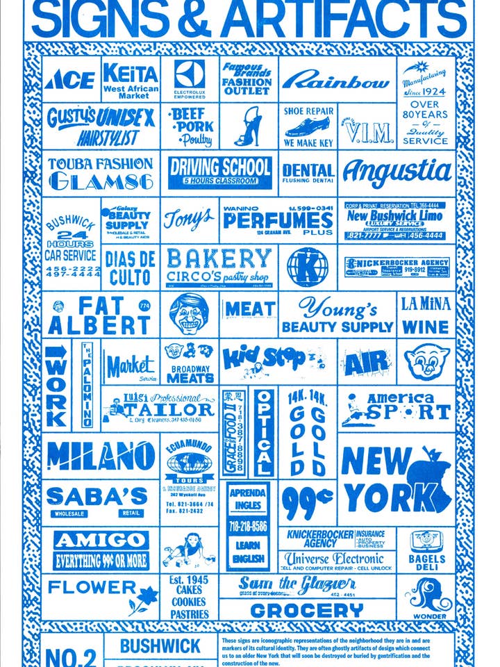 Affiches de Bushwick : Signes et Artefacts pour la vente par Secret Riso Club