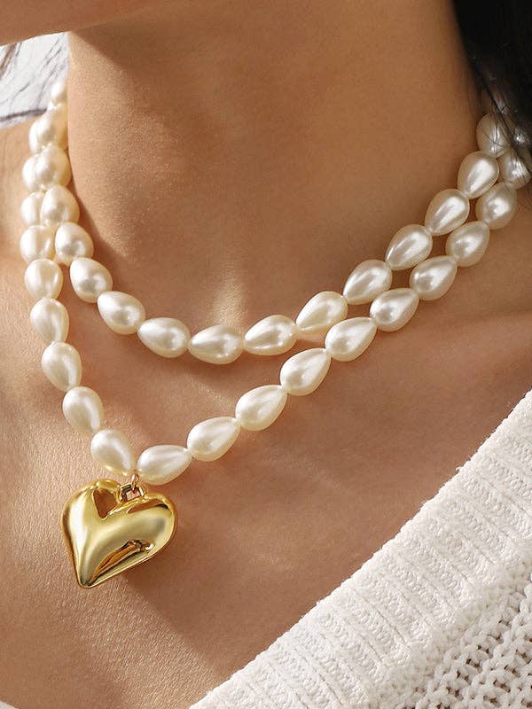 Sheer Trend – Engroshandel Halskæde med vedhæng – Dobbeltlagede hjerteformede halskæder tilbehør1