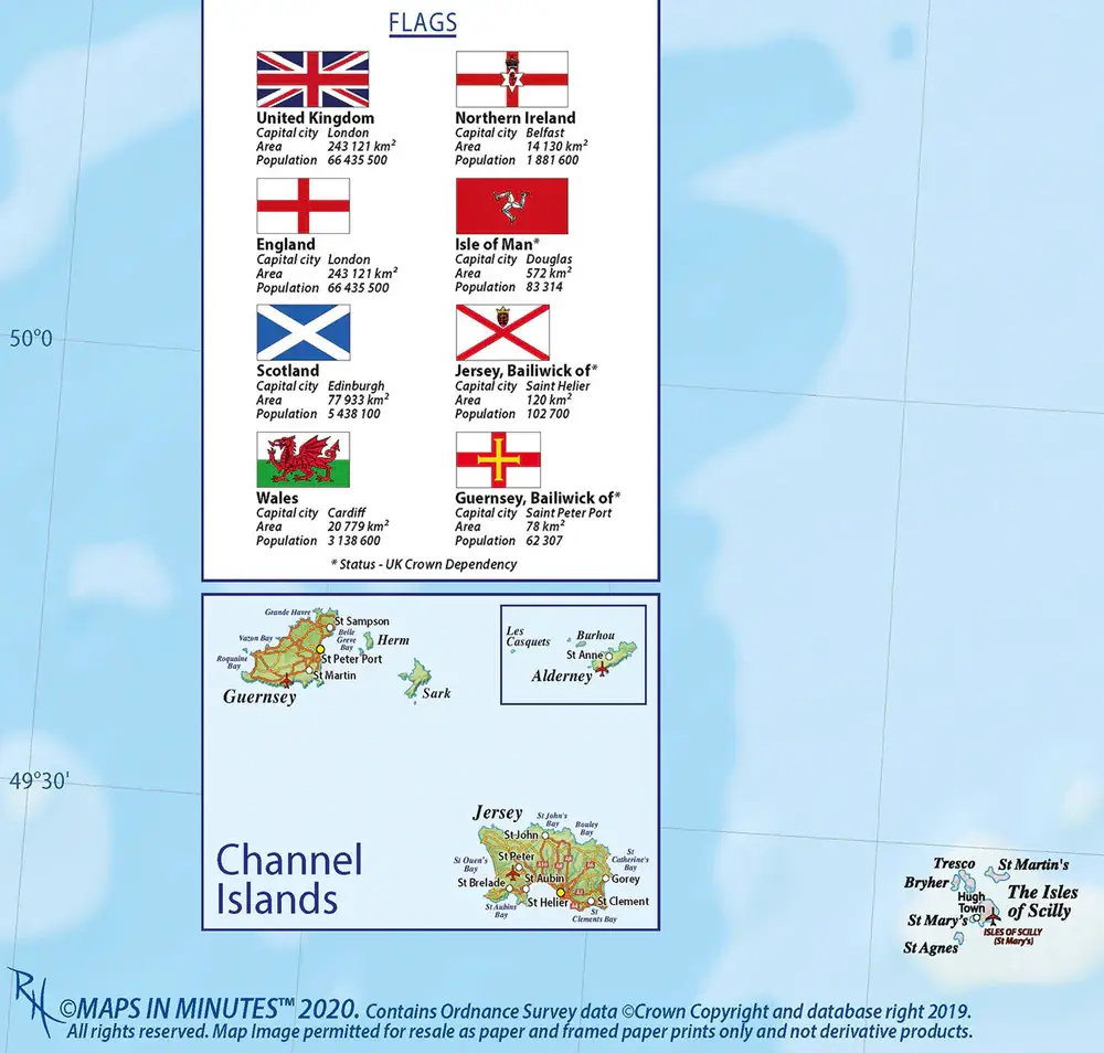 Close Up GmbH - Wholesale Map - United Kingdom 2020 Map - MAPS IN MINUTES 100 x 140 cm4