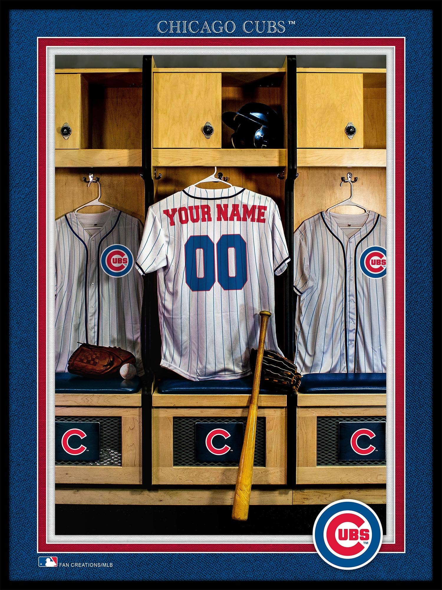 Fan Creations – wholesale Art print – Chicago Cubs Locker Room Single Jersey 12x160