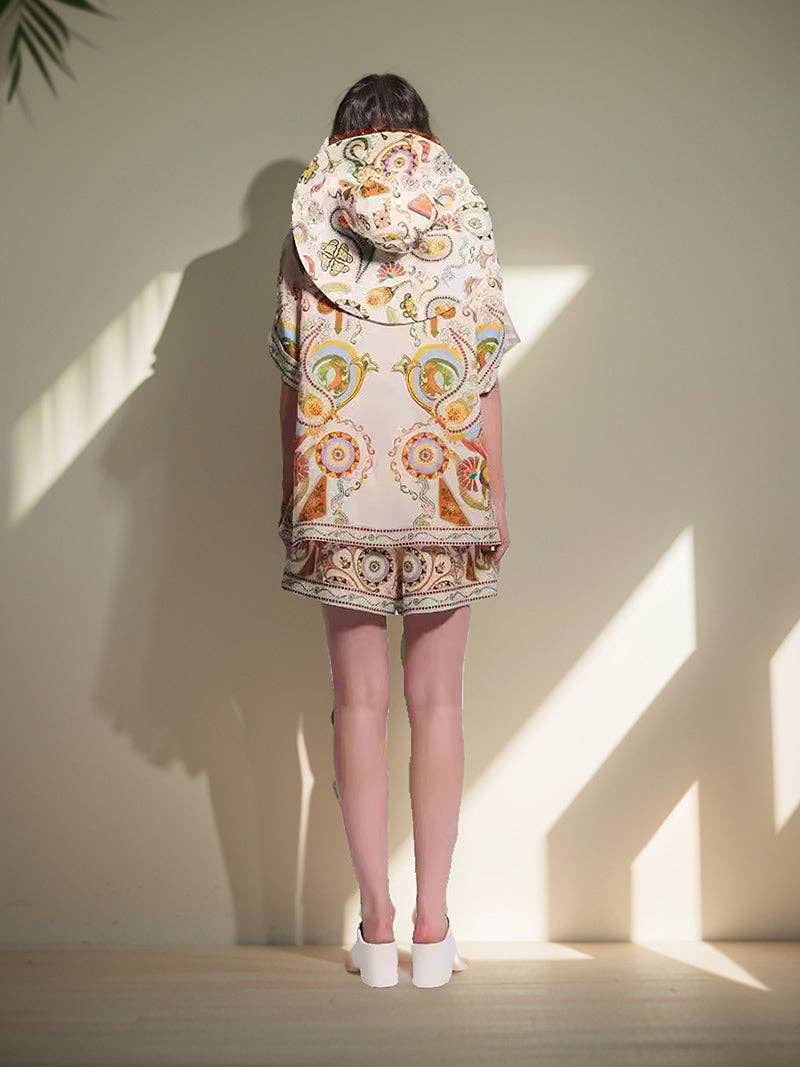 MULTI Grafisk skjorte med knapper og shortssæt med snor for engroshandel på Faire1