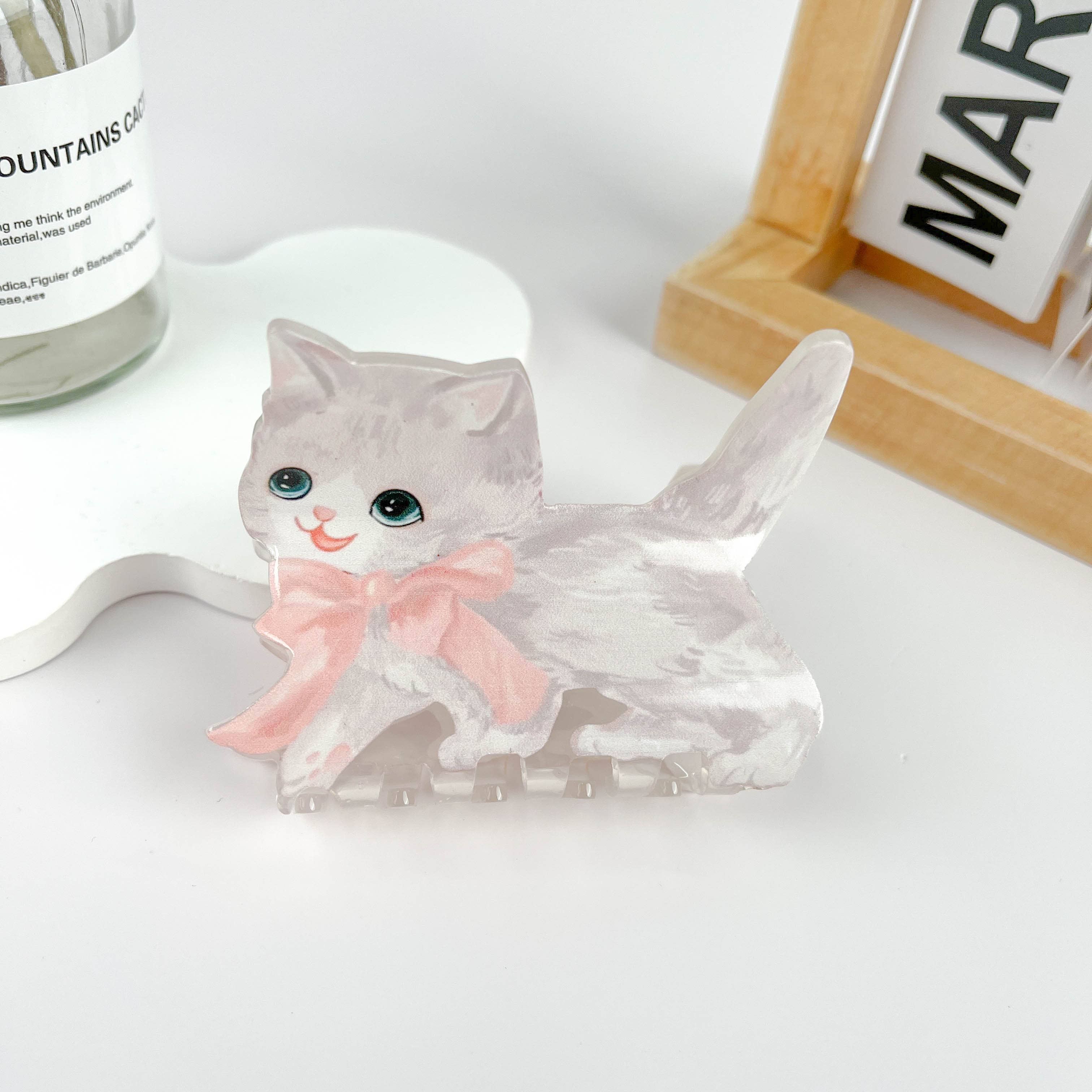 Bianco Fermaglio per capelli con fiocco di gatto super carino in vendita all'ingrosso su Faire