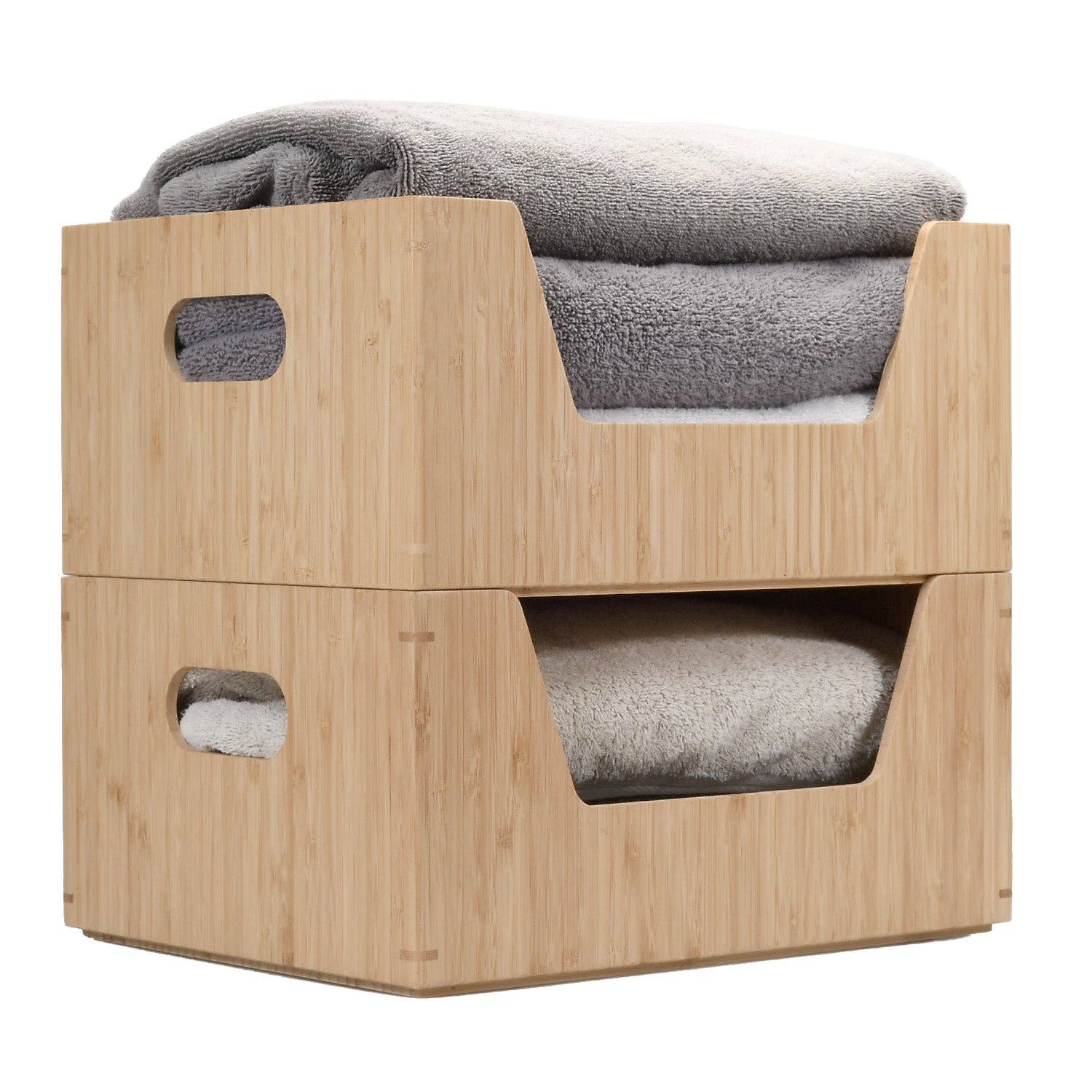 MobileVision - Wholesale Storage Bin - Bamboo Large Open Front Storage Box, 14 x 11 x 6.55