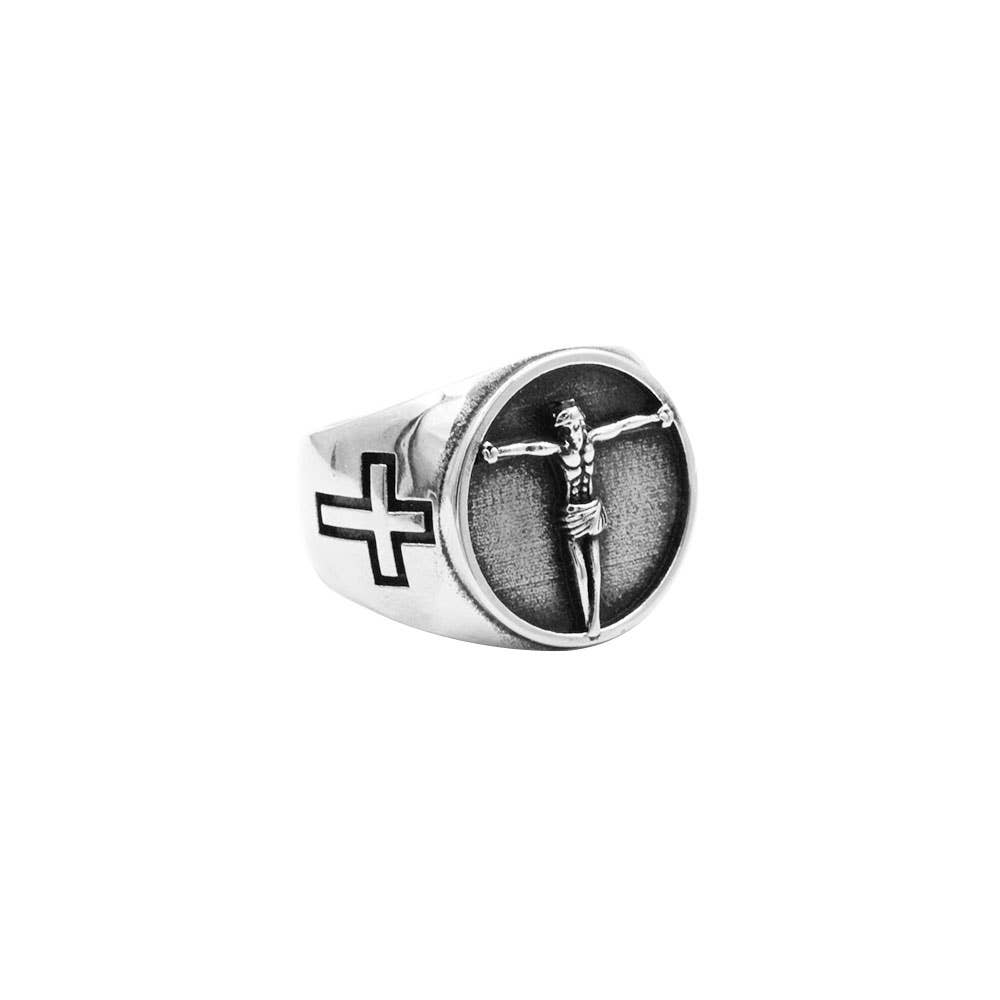 Awaken - Wholesale Signet Ring - Jesus Ring with Cross on the Side-A-3612