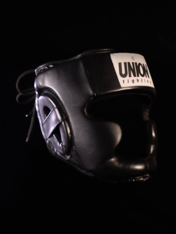UNION fighting Muay Thai Leather Head Guard Black for wholesale by UNION fighting