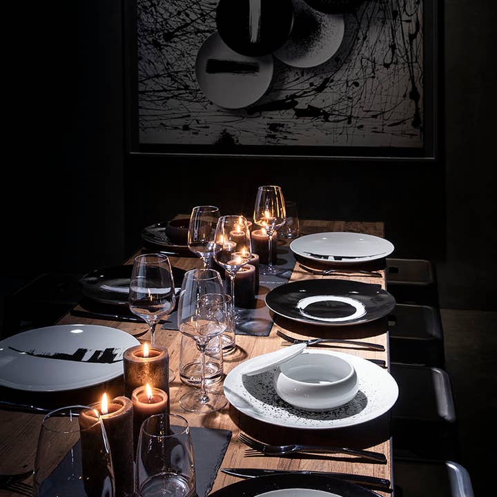 Degrenne Paris - Vente Assiette - ARTY CREATION BLACK - ASSIETTES RONDES 20,3 cm (boîte cadeau de 6)3