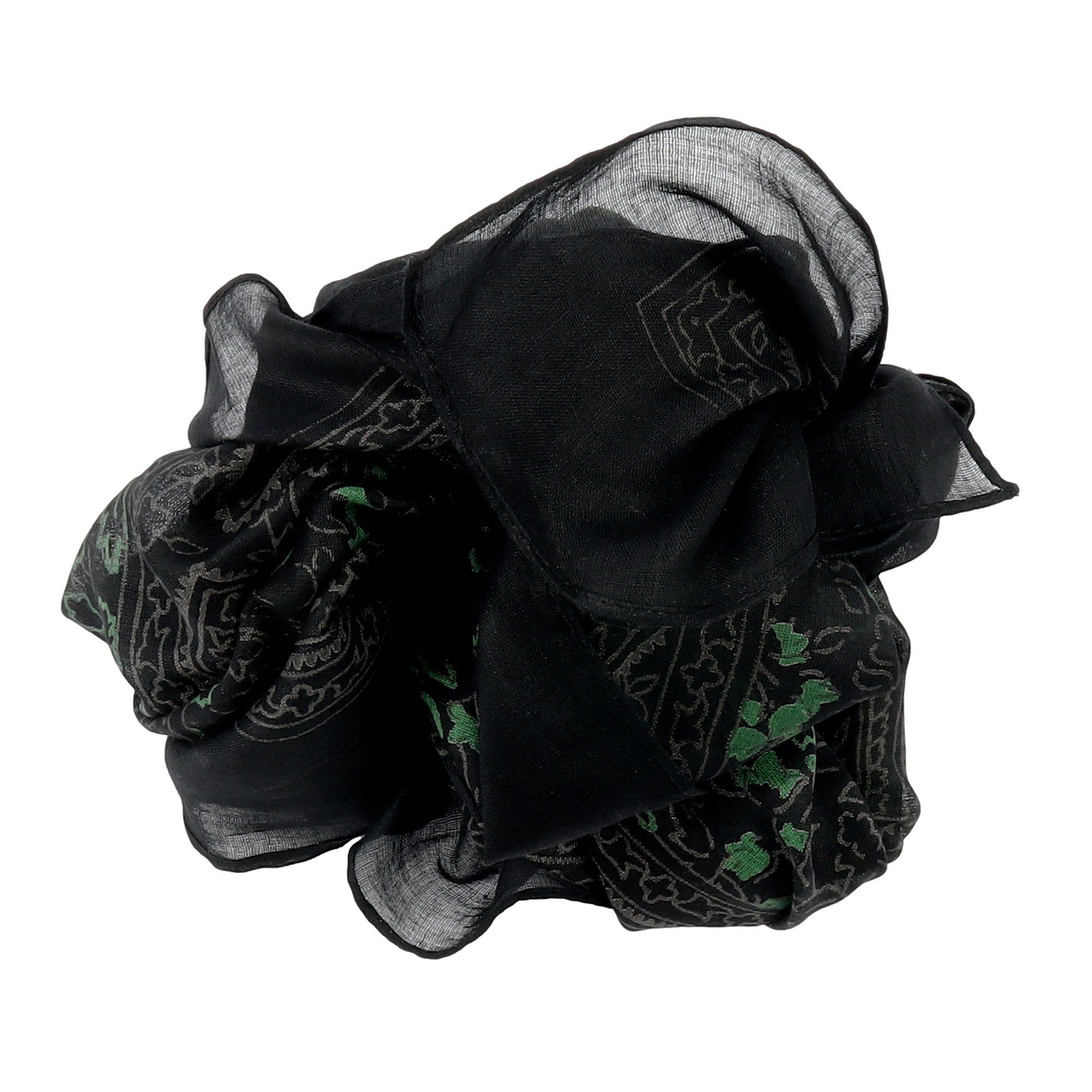 Tribal Trade GmbH - Wholesale Scarf - Unisex - Cotton cloth Indian pattern 1 black gray flowers green2