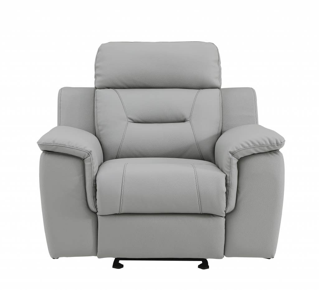 HomeRoots - Wholesale Chair - 41" Grey Fascinating Leather Reclining Chair.