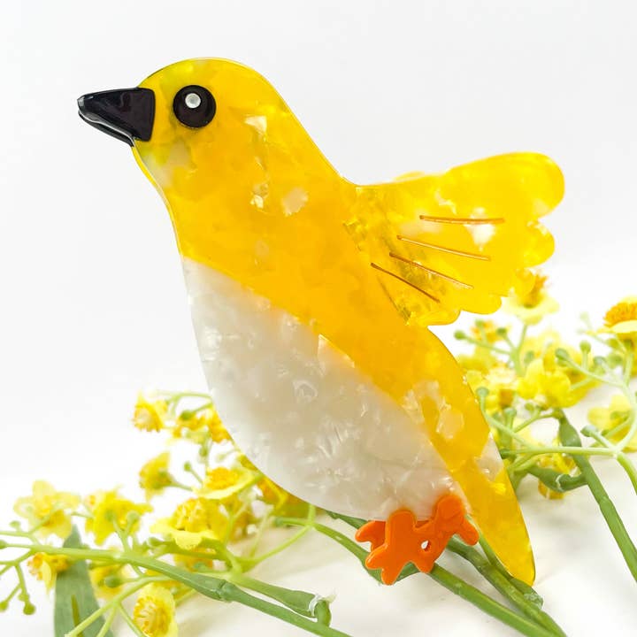 Pinza de pelo de acetato con forma de oropéndola amarilla voladora para venta al por mayor de mildstyles