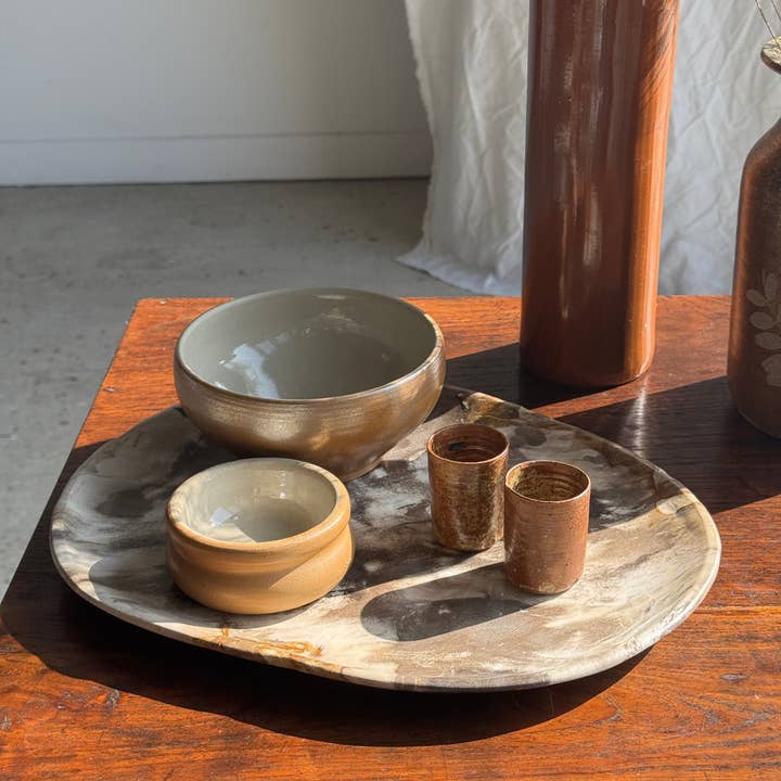 Office Objets - Wholesale Decorative Plate/Dish/Bowl - Large stoneware salt cellar made in France D8.511