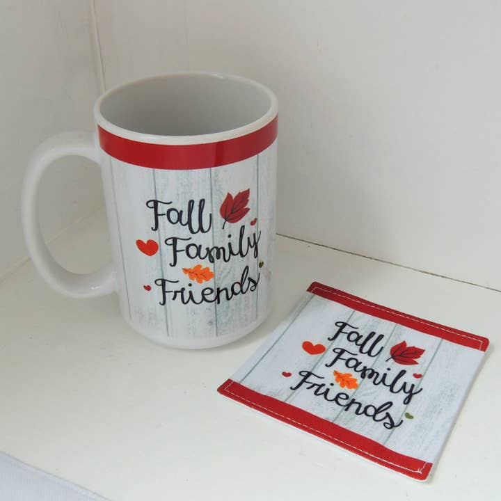 Fall Family Friends Mug & Coaster Set for wholesale by Abbey + CA Gift