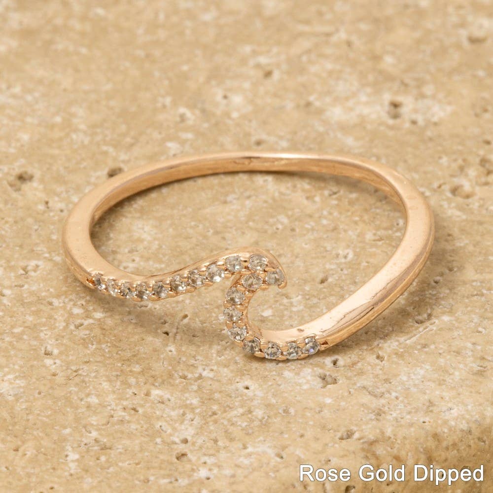 Anarchy Street - Wholesale Band/Stacked Ring - Gold Dipped Delicate Studded Wave Ring4