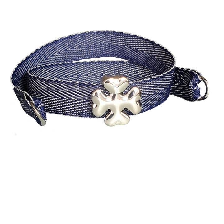 PALLADIUM FOUR-LEAF CLOVER JEANS BRACELET for wholesale by Smartever Srl
