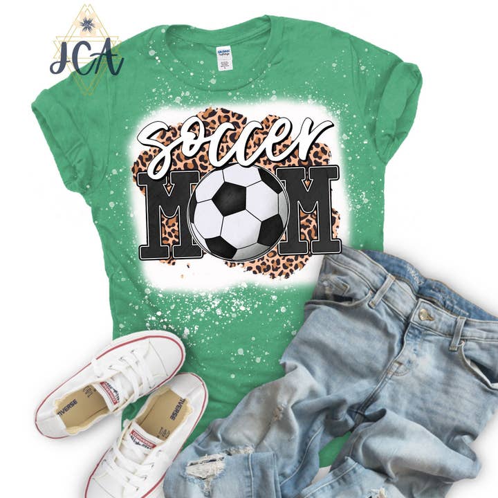 Soccer Mom Shirt, Bleached Soccer Mom Shirt, Soccer Swag for wholesale by Jocelyn's Comfy Apparel