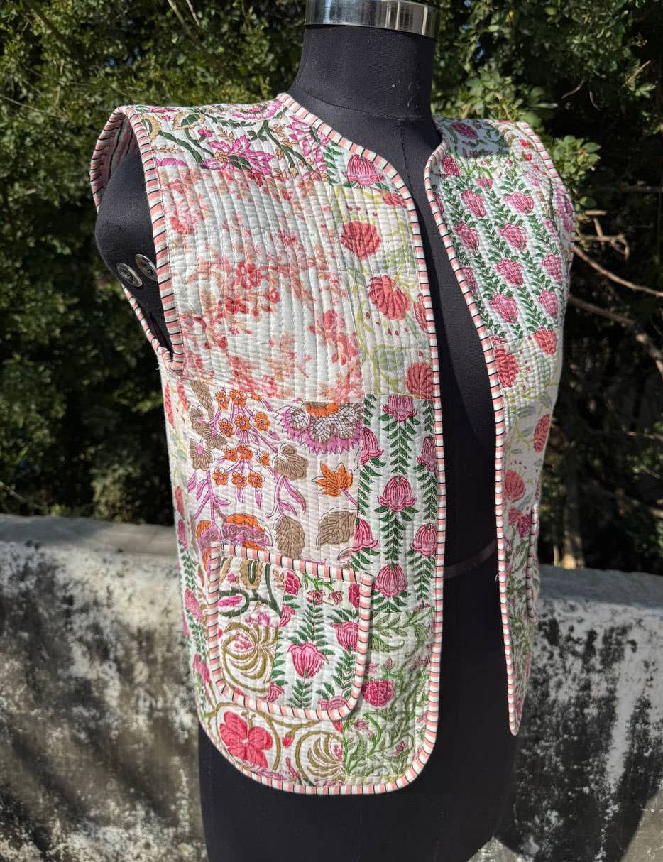 bhavnas boutique - Wholesale Jacket - Women's - Coat Quilted Sleeveless Vest Pure Cotton Patchwork Waistcoat2