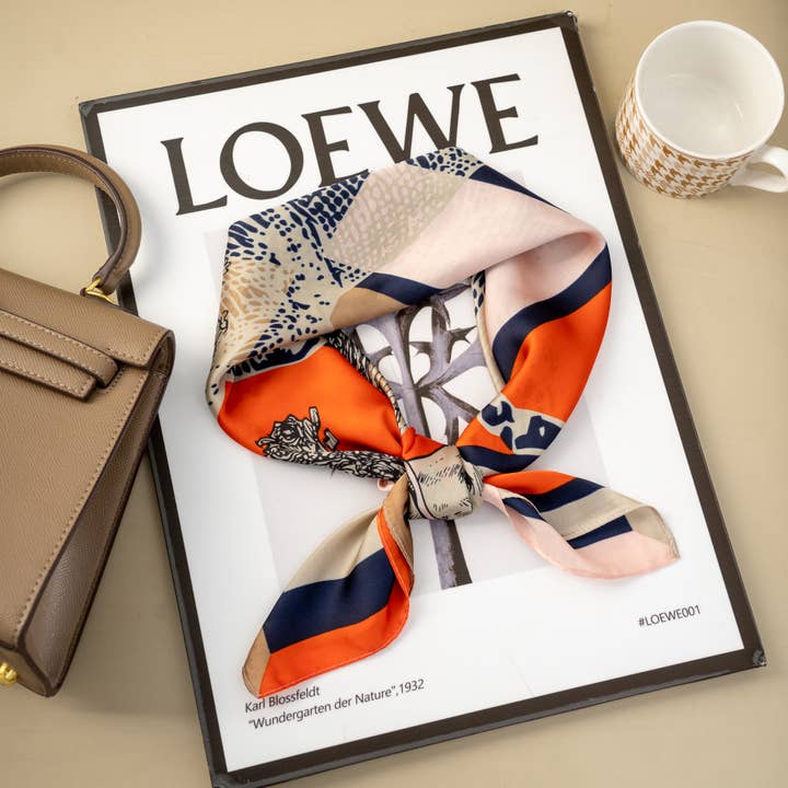 COSMOS - Wholesale Head Scarf - Women's - 70x70 Silk Effect Square Scarf – Bohemian Patterns, Accessory