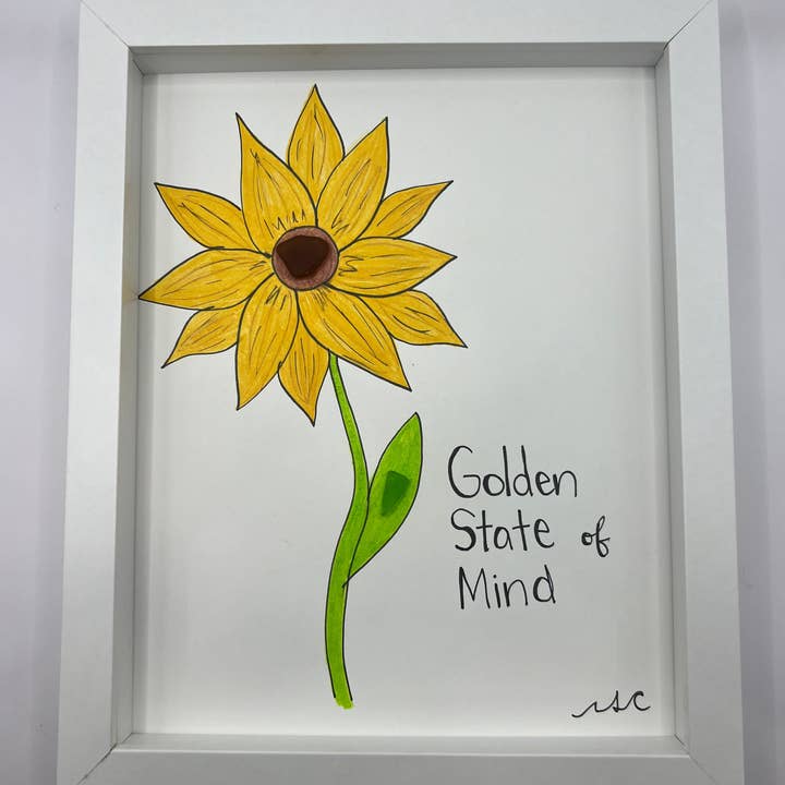 The Local Beachcomber – Engroshandel Kunsttryk – Havglas solsikkekunst: Golden State of Mind