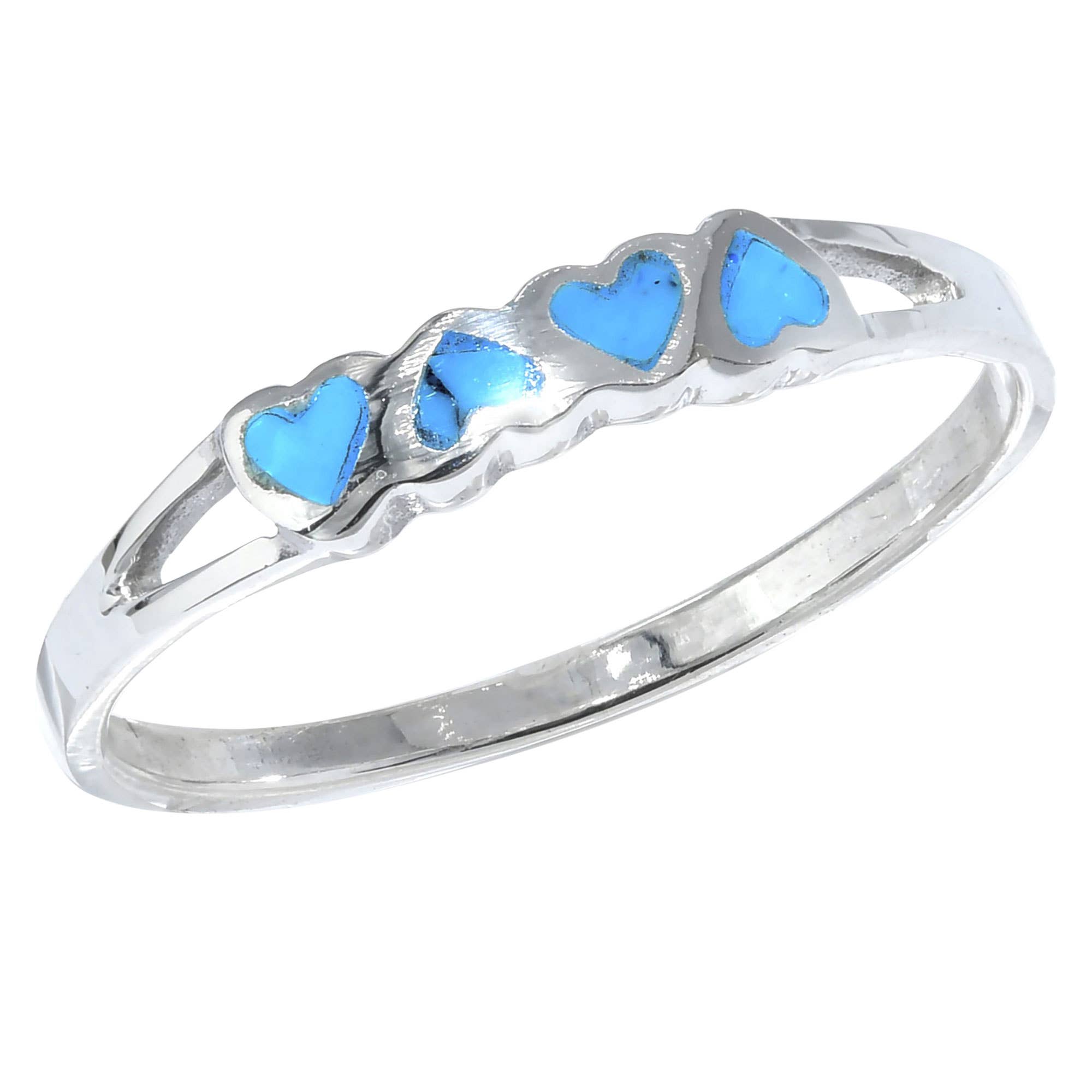 Benjamin International - Wholesale Multi-Stone Ring - STERLING SILVER FOUR HEARTS ABALONE SHELL RING0