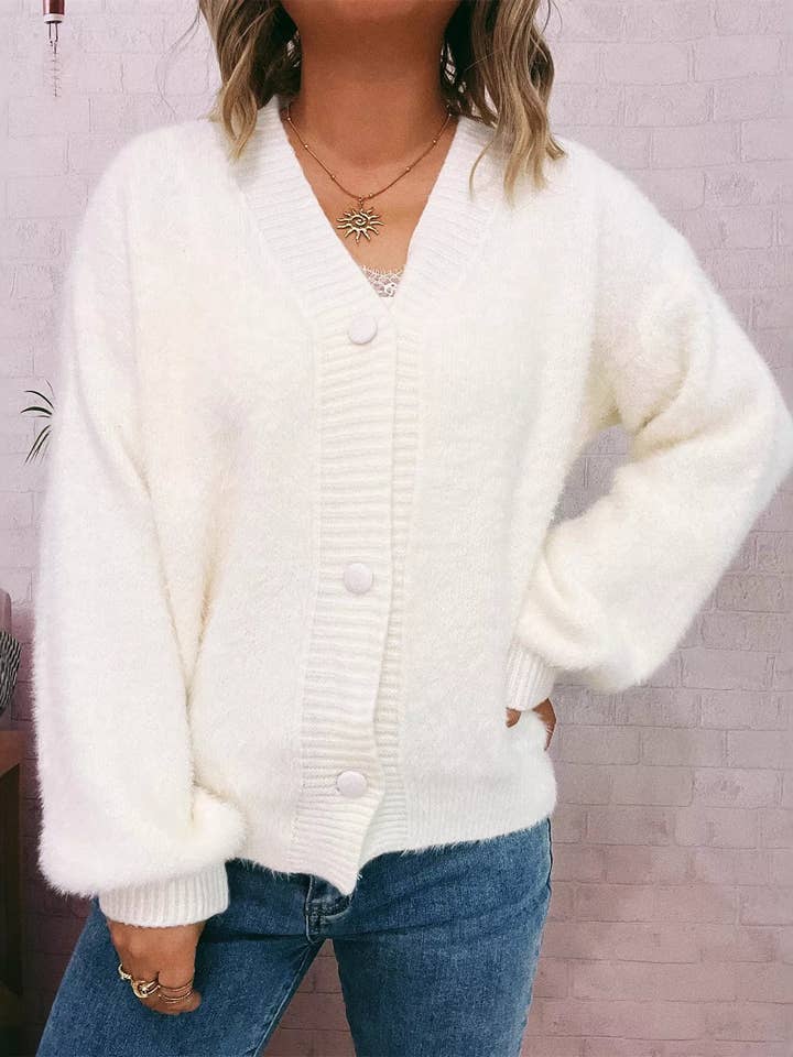 Cardigã de Manga Comprida com Botões e Textura Macia por atacado de ClassiQ