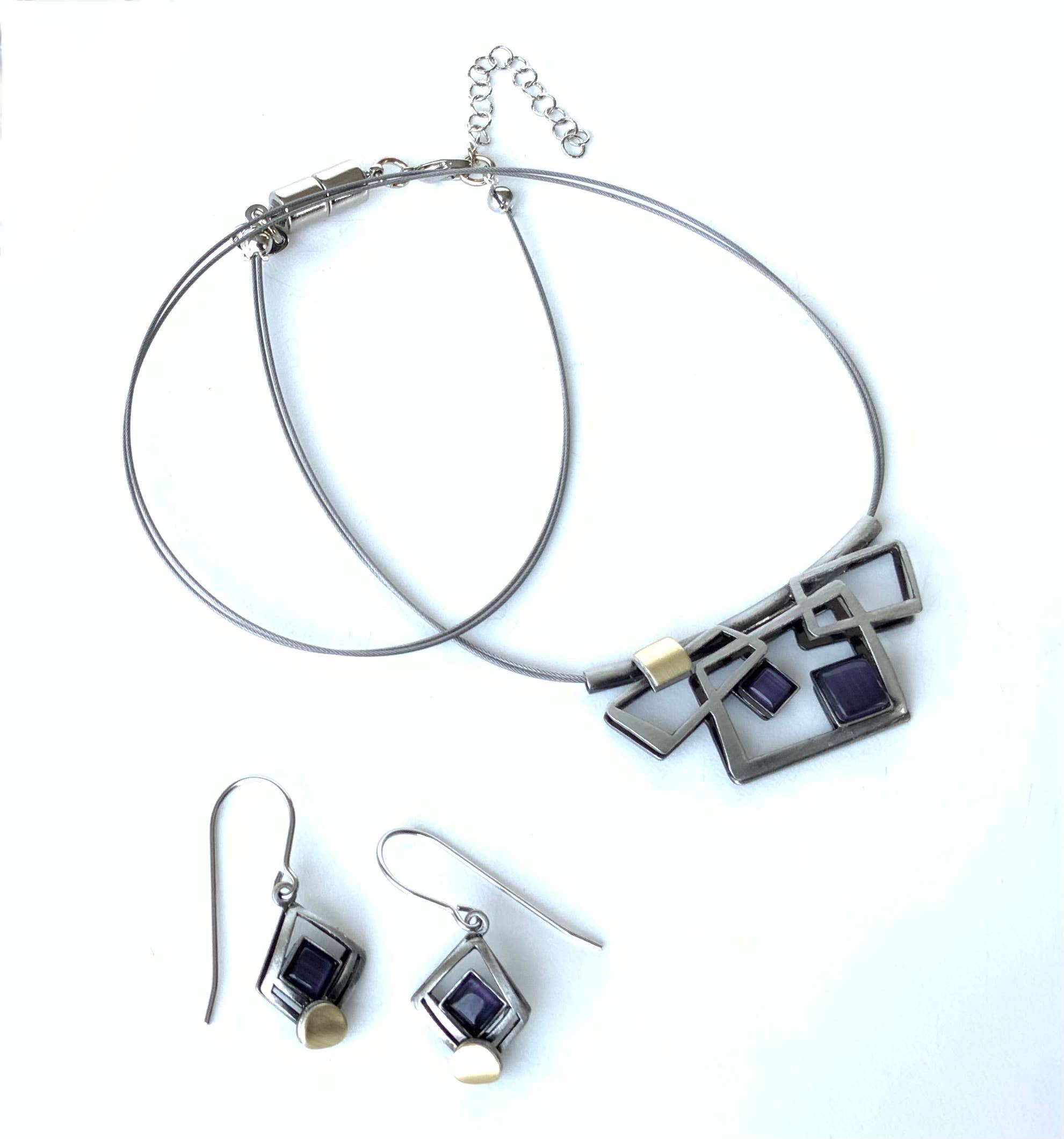 Christophe Poly / Crono Design - Vente Parures de bijoux - ENSEMBLES (GY1) - Collier (G) 17"+2" & Boucles d'oreilles crochet en fil (Y) Ensemble8