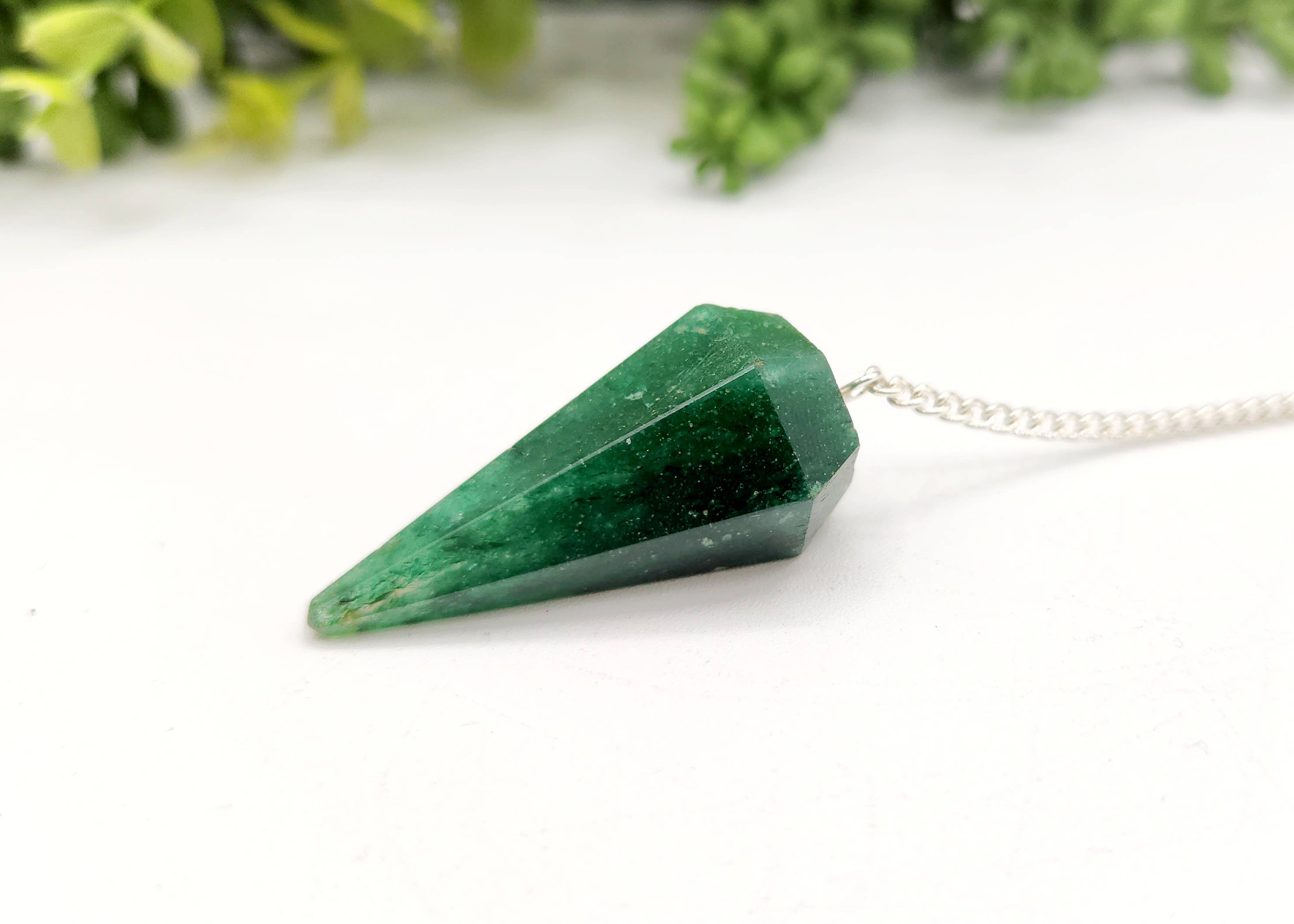 Meraki Gemstones - Wholesale Meditation Supplies - Jade Pendulum w/Chakra Beads-Silver Plate Chain5