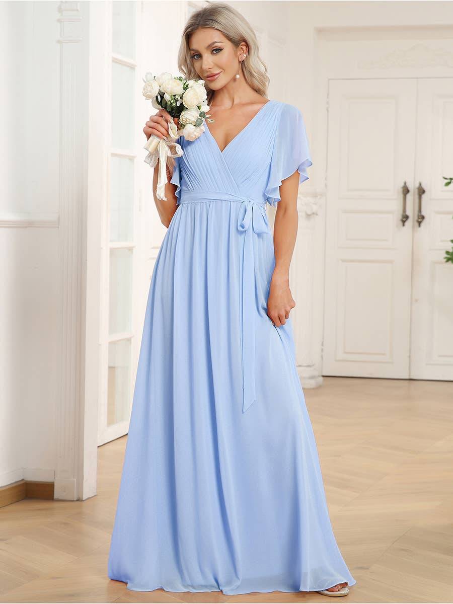 Ever-Pretty - Vente Robe – femme - Robes de soirée à volants à manches courtes exclusives B2B84