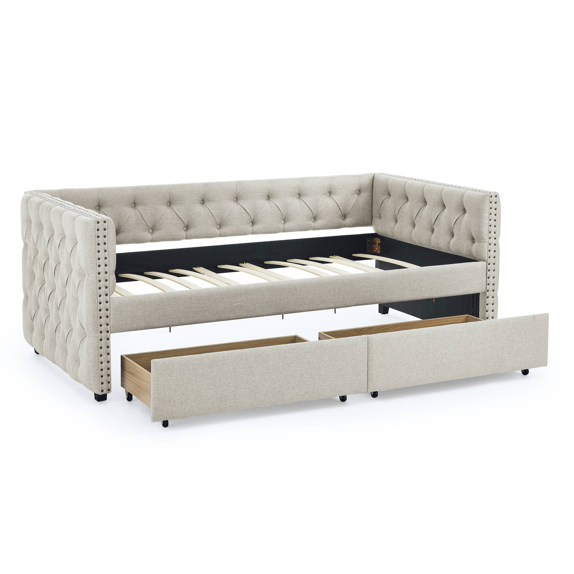 39F Inc. - Wholesale Bed - Upholstered Twin Size Daybed with Two Drawers with Button31