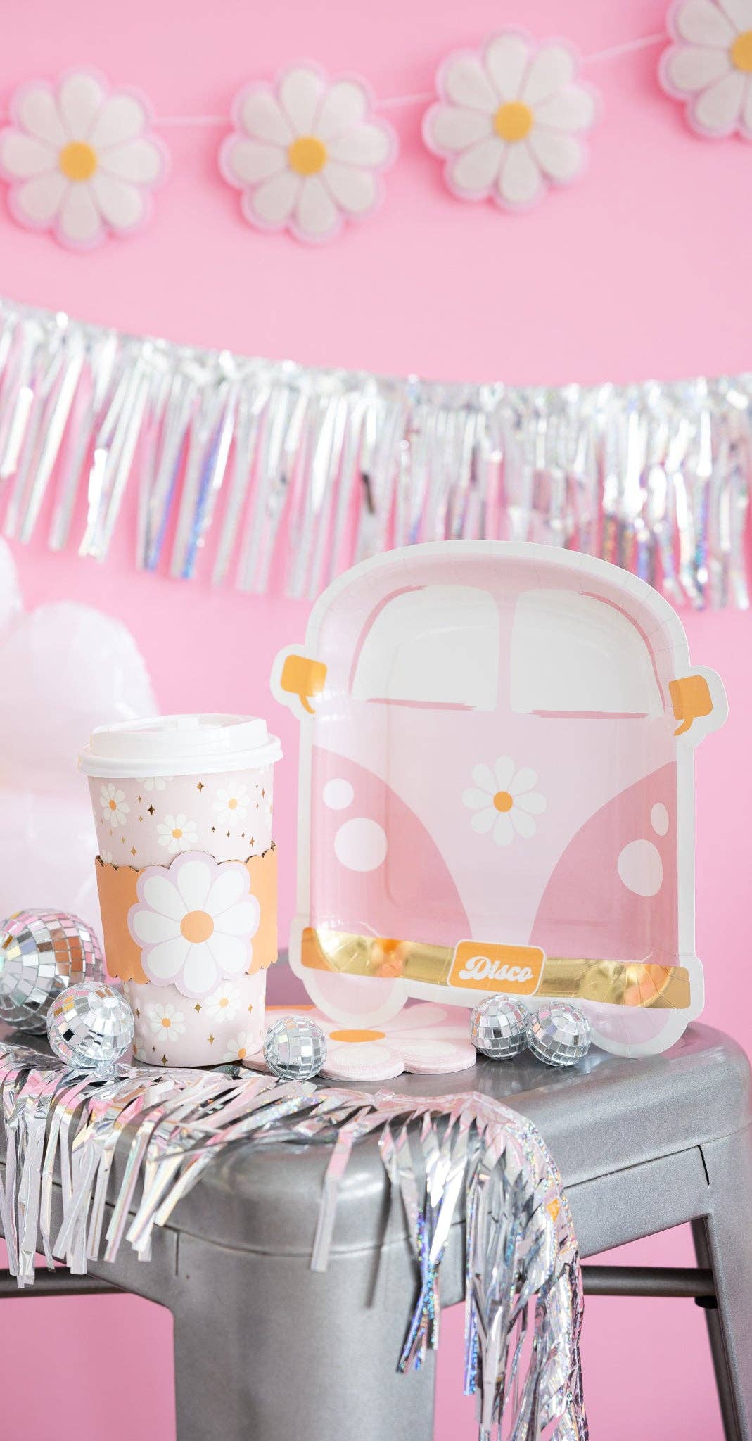 My Mind’s Eye – Prato descartável por atacado – Prato de papel em forma de van Disco Daisy1