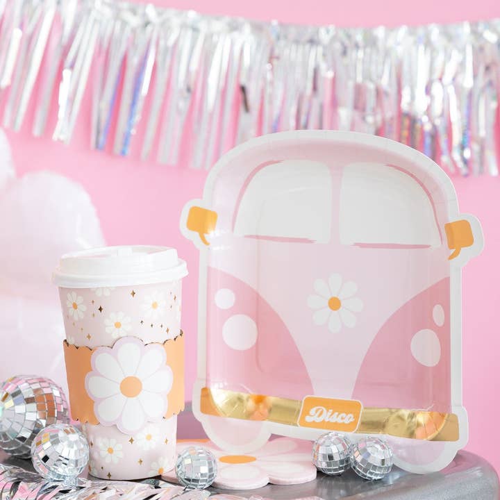 My Mind’s Eye – Prato descartável por atacado – Prato de papel em forma de van Disco Daisy1