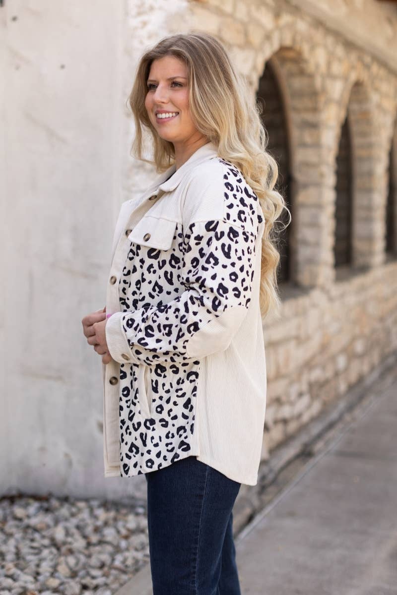 DESHENG ENTERPRISE – Engroshandel Jakke - Dame – CORDUROY LEOPARDJAKKE2