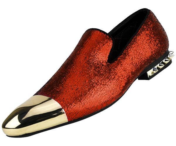 Style Corwin Amali Mens Metal Tip Loafer Slip-On Dress Velvet Shoe with A Dark Metal Silver Tip and Matching Sterling Metallic Horn Shaped Tassel Smoking Slipper