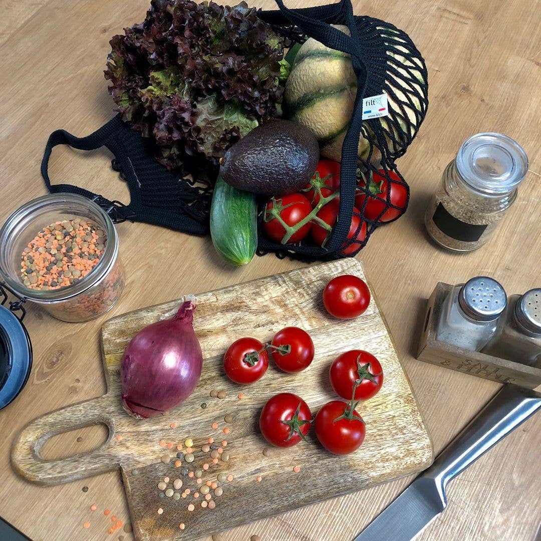 Filt1860 - Wholesale Grocery/Shopping Bag - Shopping net bag Noir small handles1