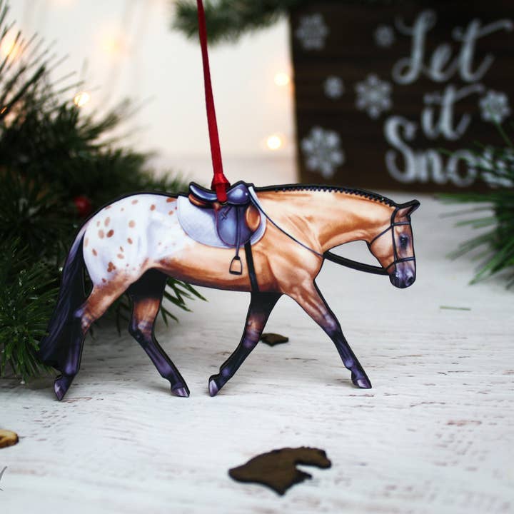 Classy Equine - Wholesale Ornament - Buckskin with Blanket Appaloosa English Pleasure Horse Ornament2