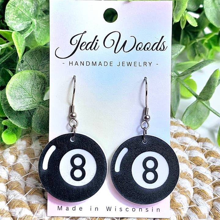 Jedi Woods LLC - Wholesale Dangle Earrings - Magic 8 Ball Earrings