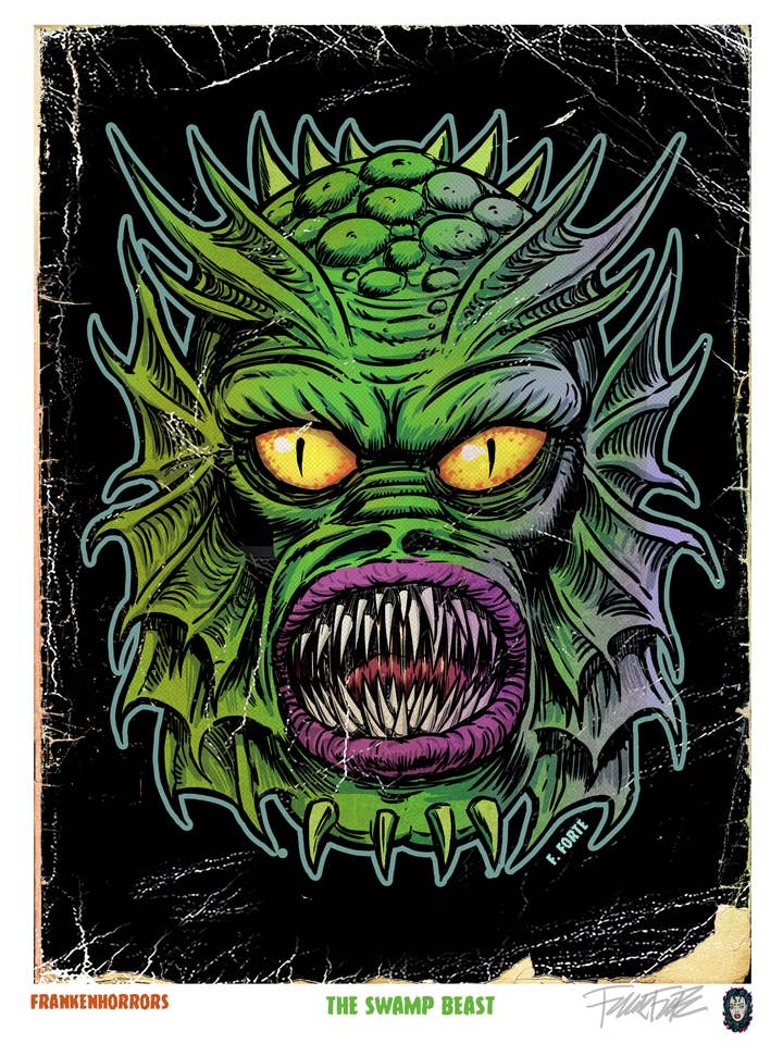 Frankenhorrors Swamp Beast 8,5x11 Afdruk door Frank Forte voor wholesale door Xeno Pop