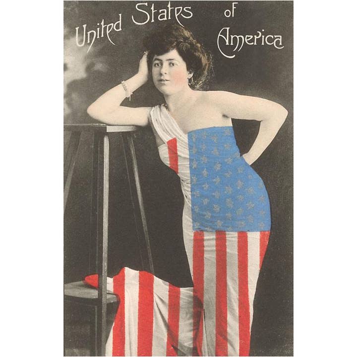 Art Print PT-27 United States of America, Woman Draped in Fl for wholesale by Found Image Press