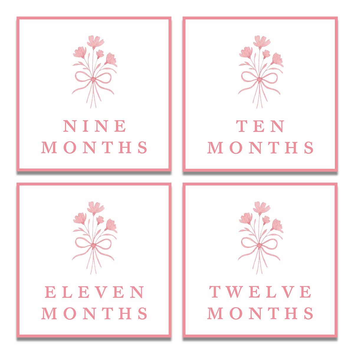 Lilypad Design Co. - Wholesale Milestone Art/Keepsake - Kids & Baby - Pink Bouquet Milestone Cards2