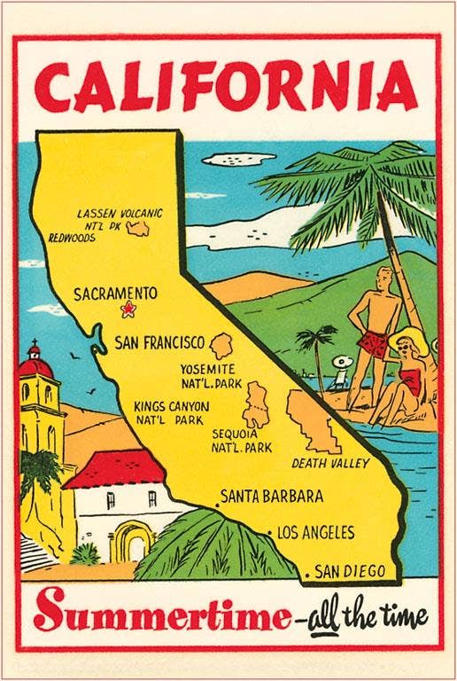 Found Image Press – wholesale Magnet – Magnet CA-889 Cartoon Map of California0