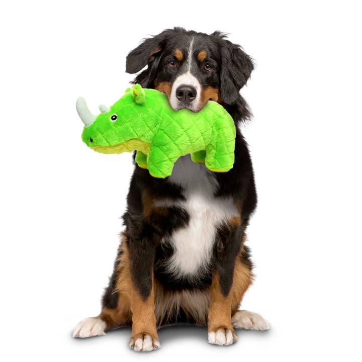Tuffy Dog Toys - VIP Products - Wholesale Pet Squeaky Toy - Dog - Mighty Safari Rhinoceros - Green, Plush, Squeaky Dog Toy