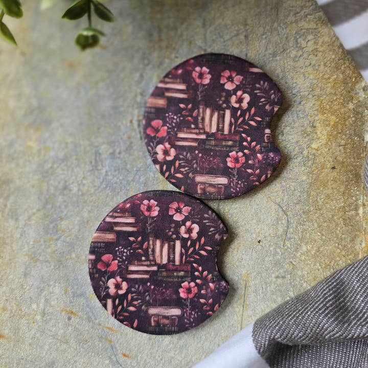 Mama Made - Wholesale Car Coaster - Unisex - Floral Bookshelf Car Coaster Stocking Stuffer Gift