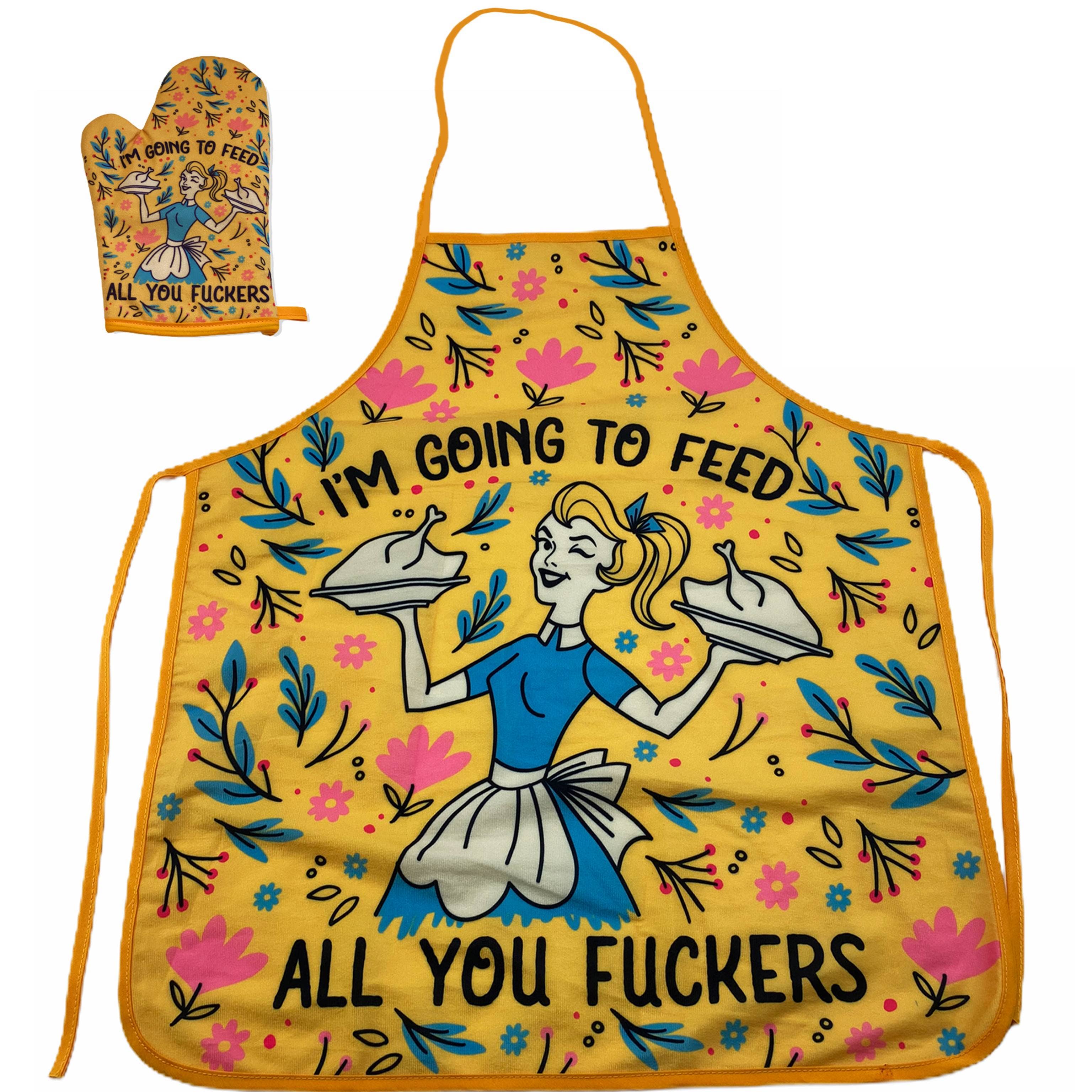 Yellow I'm Going To Feed All You Fuckers Oven Mitt Funny Pot Holder for wholesale on Faire1