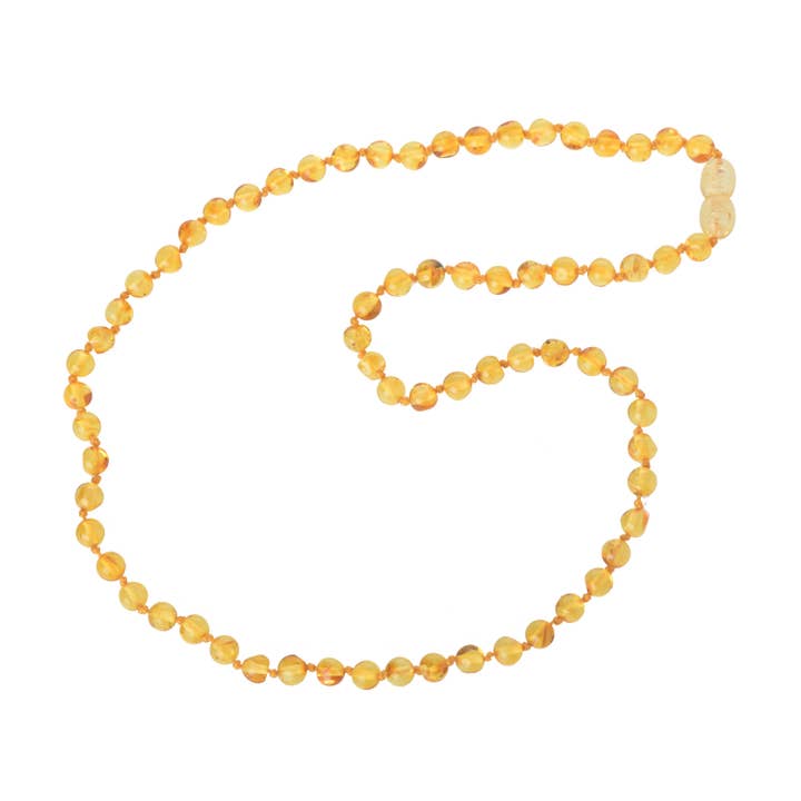 Lemon Round Polished Amber Beads Necklace for Adult for wholesale by The Natural Amber