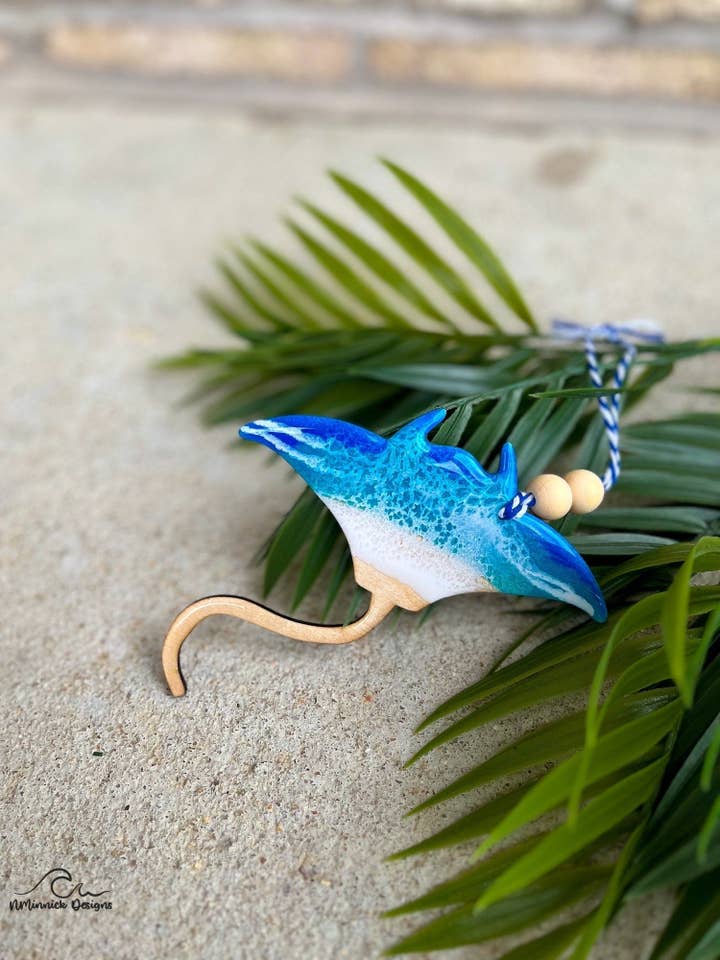 Manta Ray Ocean Resin Ornament for wholesale by NMinnick Designs
