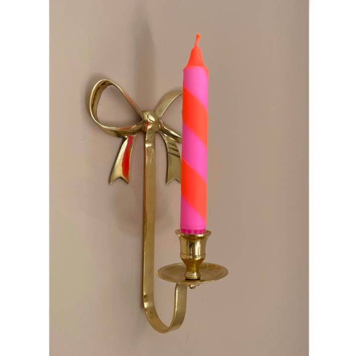 Florrie and Wren - Wholesale Tapered Candle/Candlestick - Neon Orange And Pink spiral twist Hand Dipped Candles 2