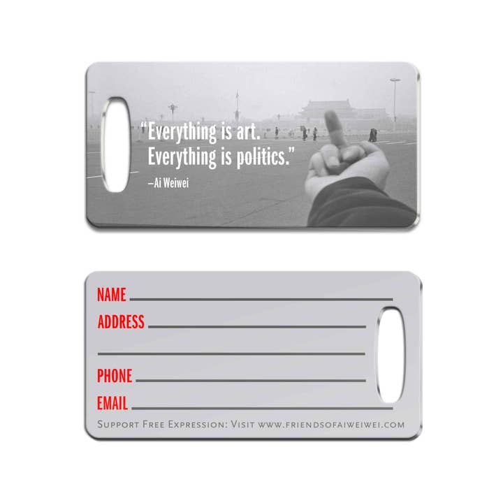 Ai Weiwei - Finger Up Luggage Tag for wholesale by Popcorn Custom Products